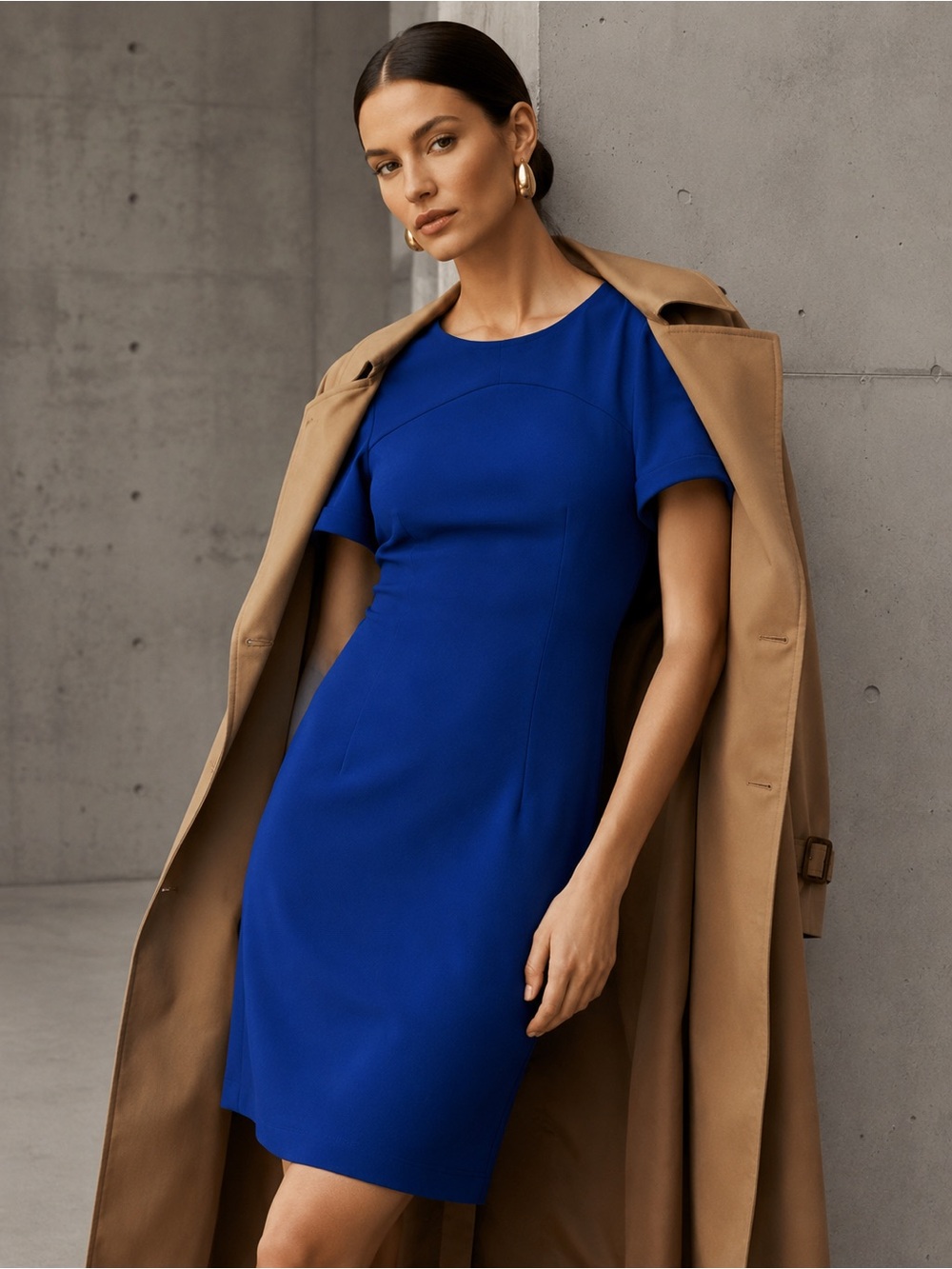NWT Emporio Armani Royal Blue Short Sleeve Sheath Dress IT 40 US 4